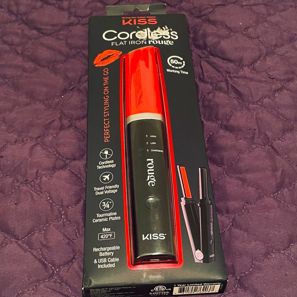 KISS Cordless Flat Iron - Red and Black